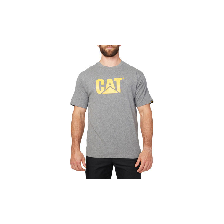 Caterpillar Tm Logo Men's Tee Shirts Dark Heather Grey USA | 937465-NDQ