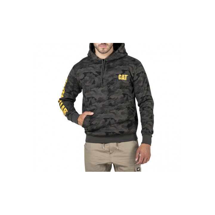 Caterpillar Trademark Banner Hooded Men's Sweatshirts Night Camo USA | 426590-RPL