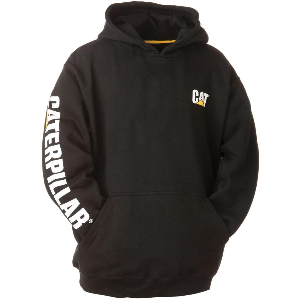 Caterpillar Trademark Banner Men's Sweatshirts Black USA | 903628-JVN