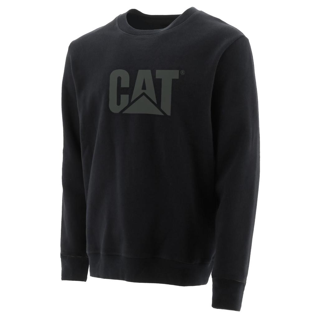 Caterpillar Trademark Logo Crewneck Men's Sweatshirts Black USA | 216498-RHV