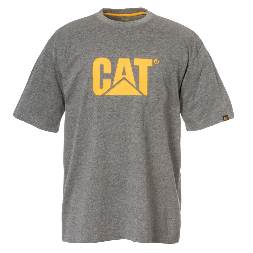 Caterpillar Trademark Logo Heather Men's Tee Shirts Dark Heather Grey USA | 170326-YVT