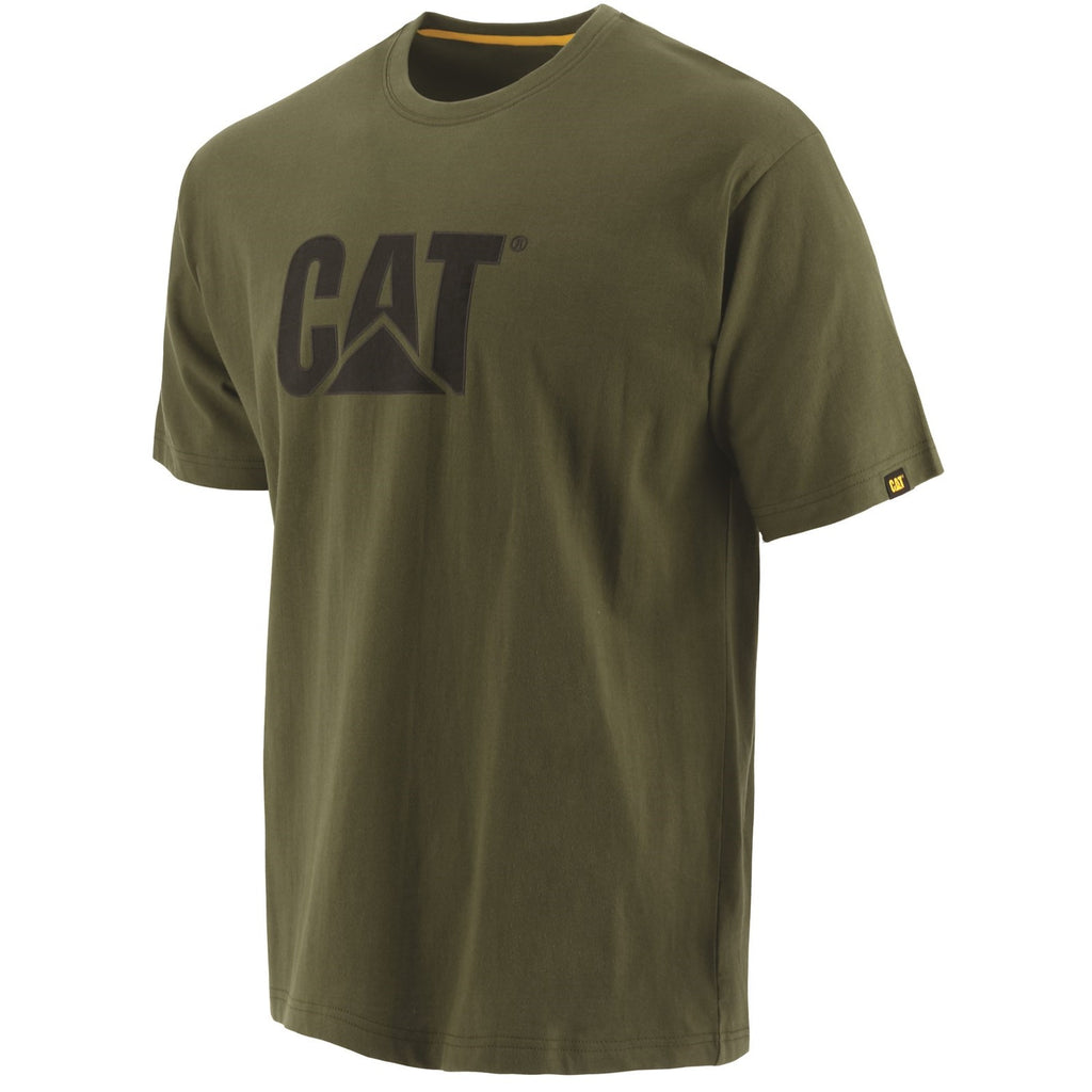 Caterpillar Trademark Logo Men's Tee Shirts Chive Green USA | 015783-AKT