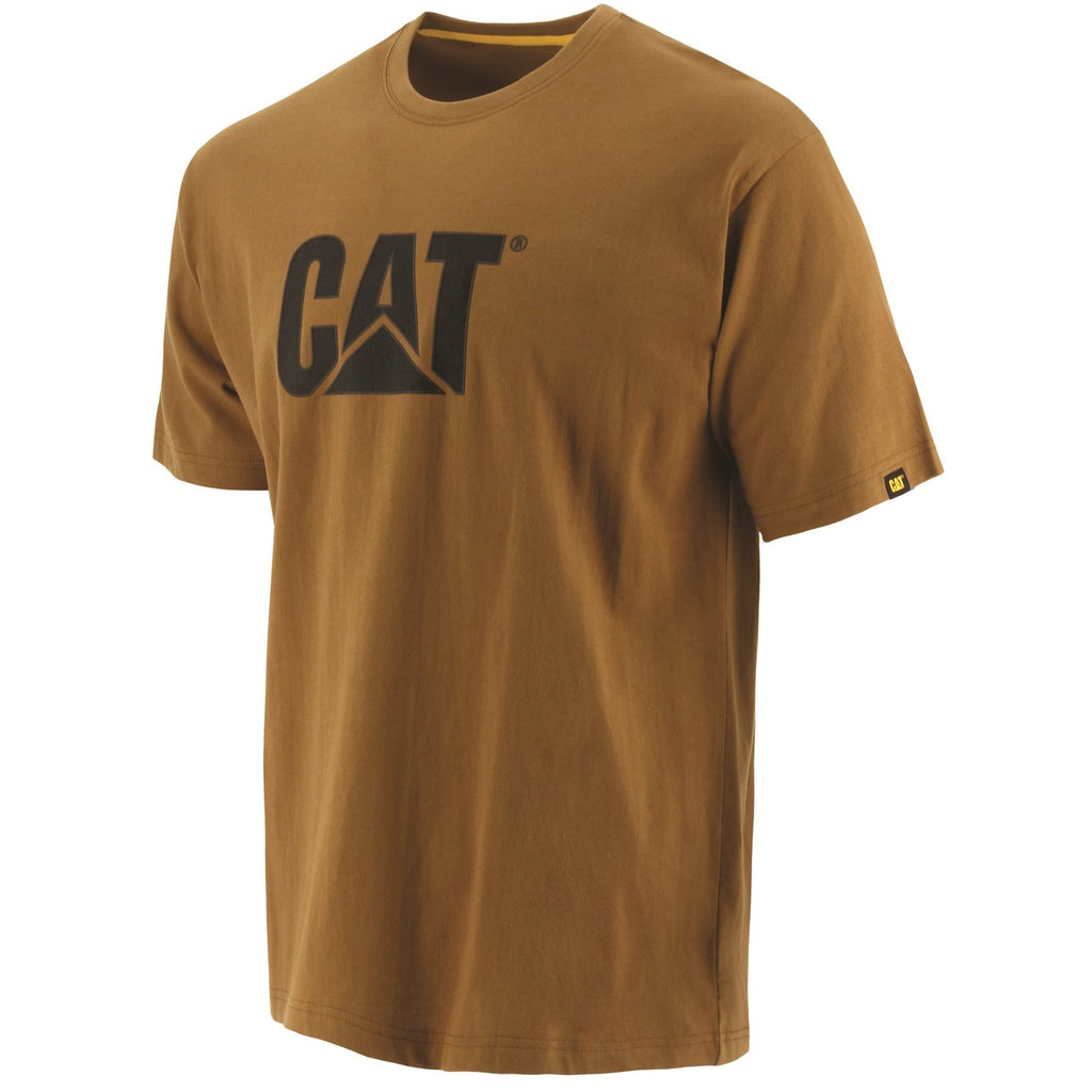 Caterpillar Trademark Logo Men's Tee Shirts Bronze Brown USA | 678409-BLR