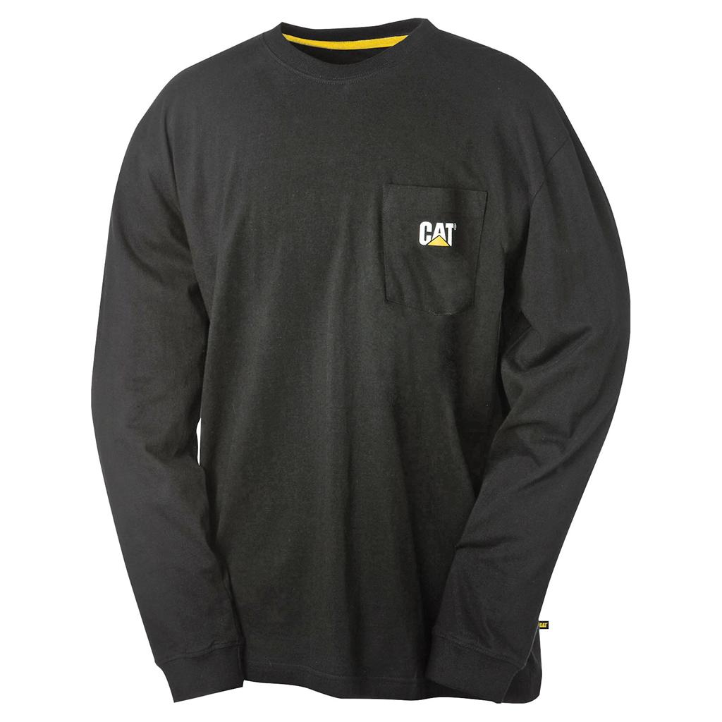 Caterpillar Trademark Pocket Long Sleeve Men's T-Shirts Black USA | 612403-LZH