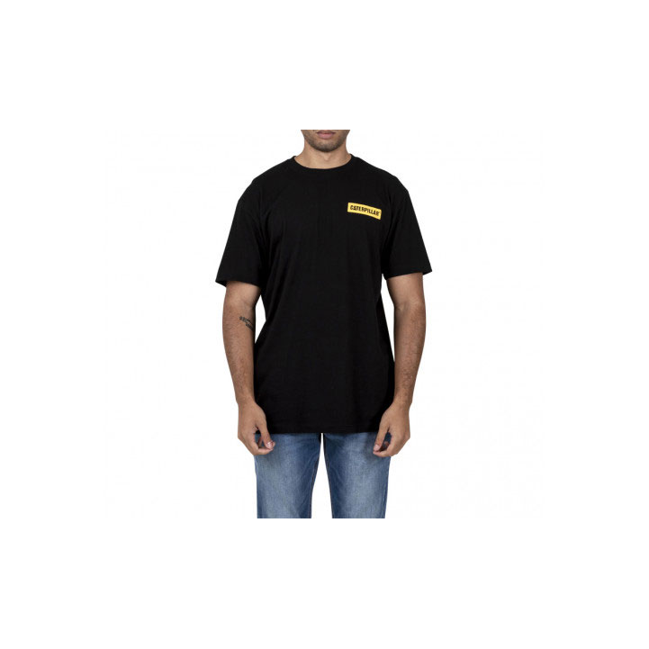 Caterpillar Triton Block Short Sleeve Men's Tee Shirts Black USA | 174328-MTO