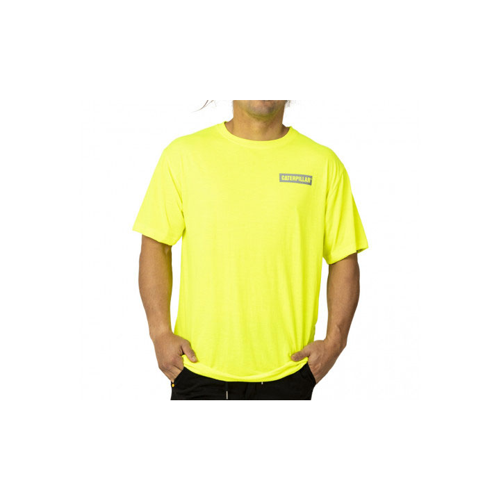 Caterpillar Triton Block Short Sleeve Men's Tee Shirts Hi-Vis Yellow USA | 531974-RCY