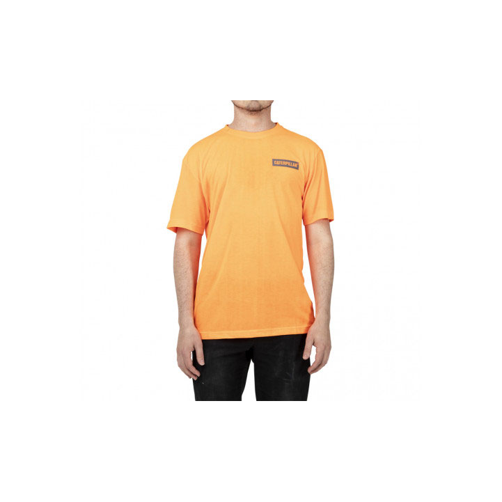 Caterpillar Triton Block Short Sleeve Men's Tee Shirts Hi-Vis Orange USA | 743190-UHF