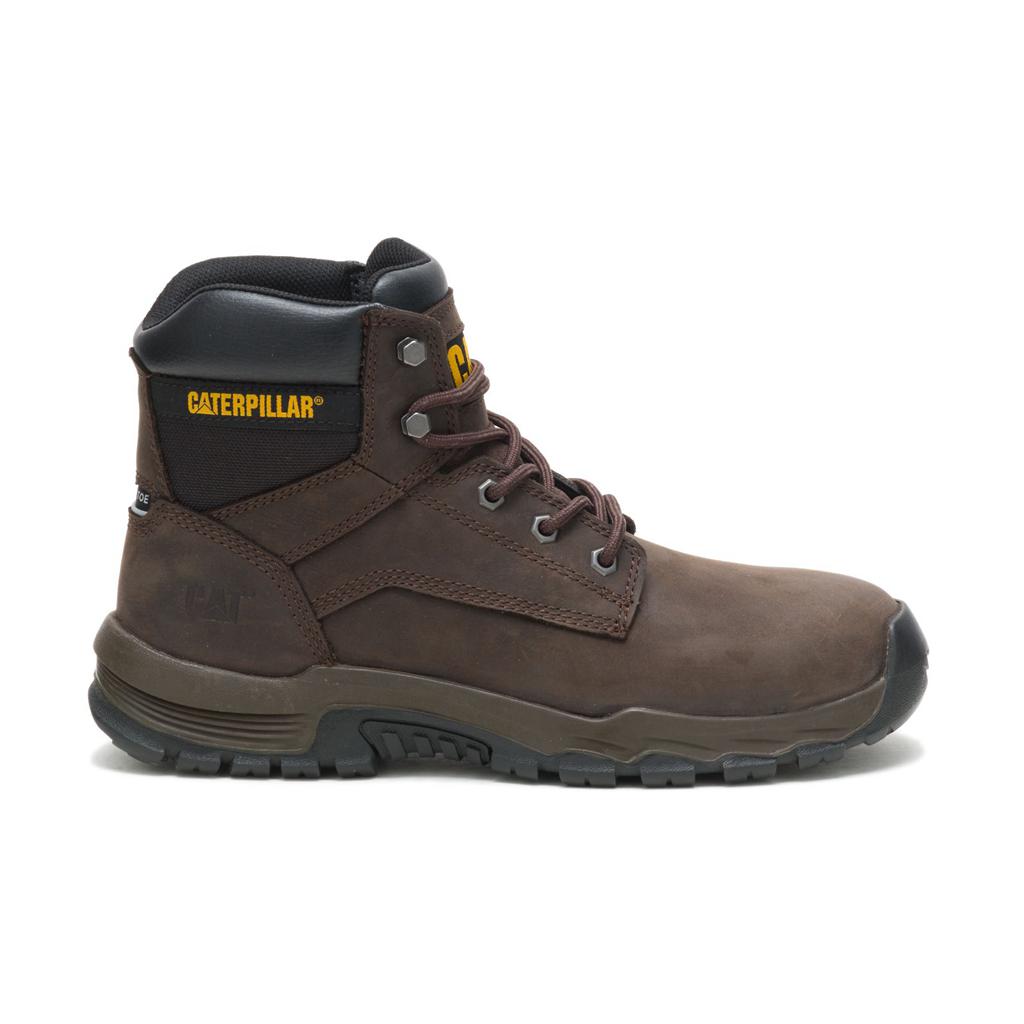 Caterpillar Upholder Waterproof Steel Toe Men's Work Boots Dark Chocolate USA | 549681-LPZ