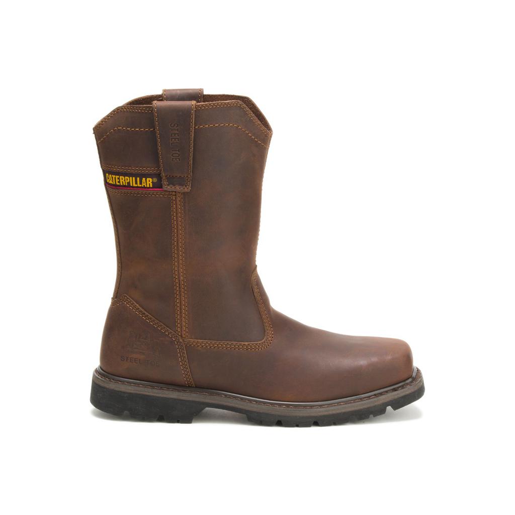 Caterpillar Wellston Pull On Steel Toe Men's Work Boots Dark Brown USA | 714203-YLG