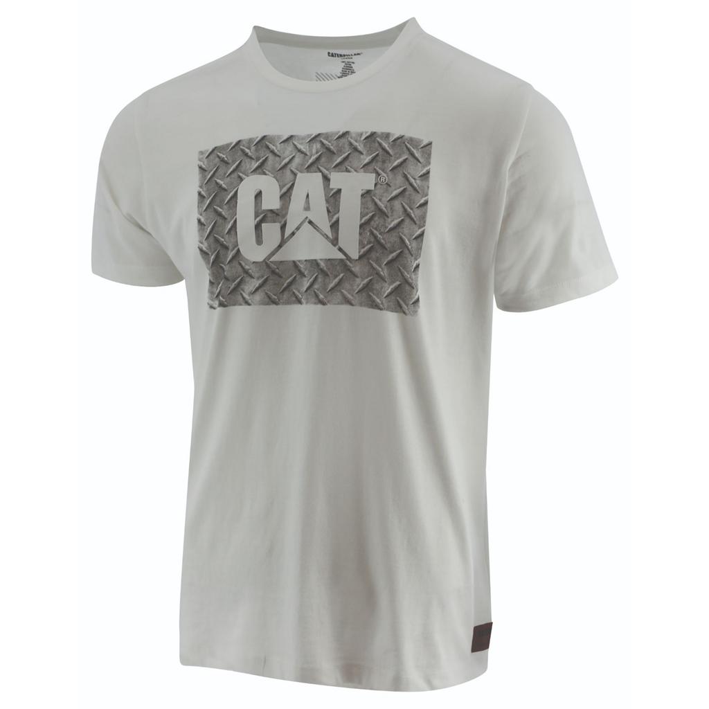 Caterpillar Work Diamond Plate Men's T-Shirts White USA | 021564-YTX