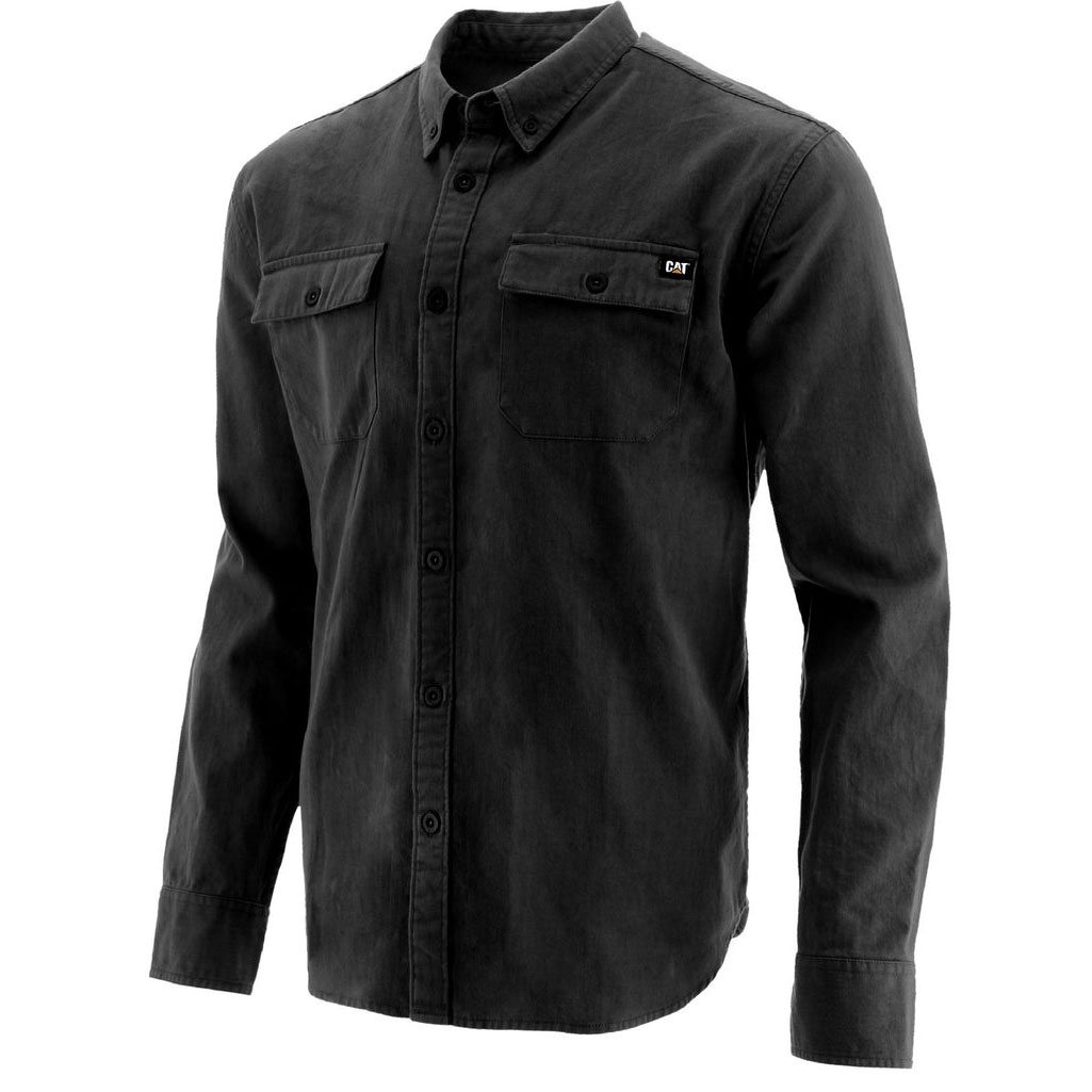 Caterpillar Button Up L/S Men\'s Shirts Black  USA |  032617-SNP