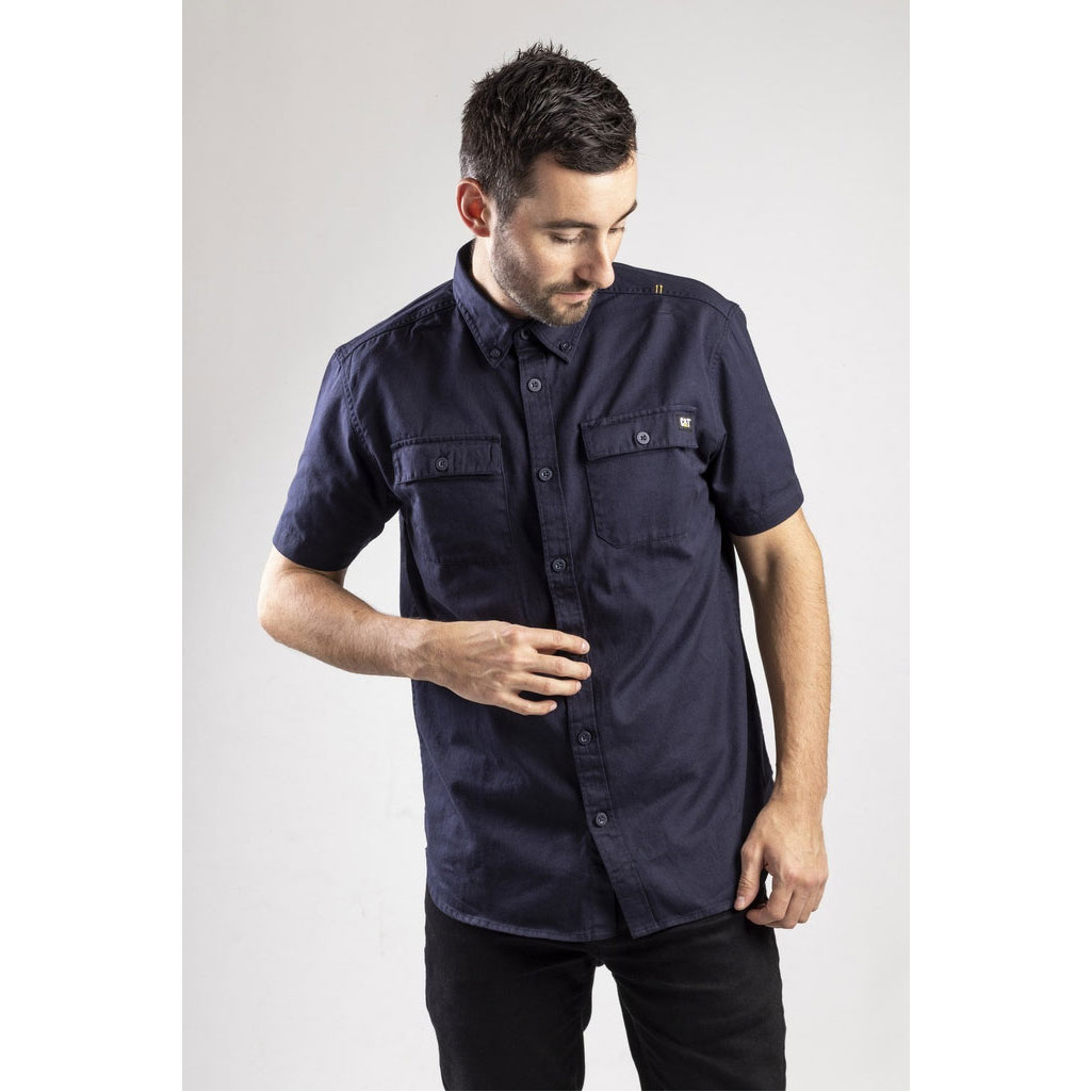 Caterpillar Button Up S/S Men's Shirts Navy  USA |  396850-ZBR