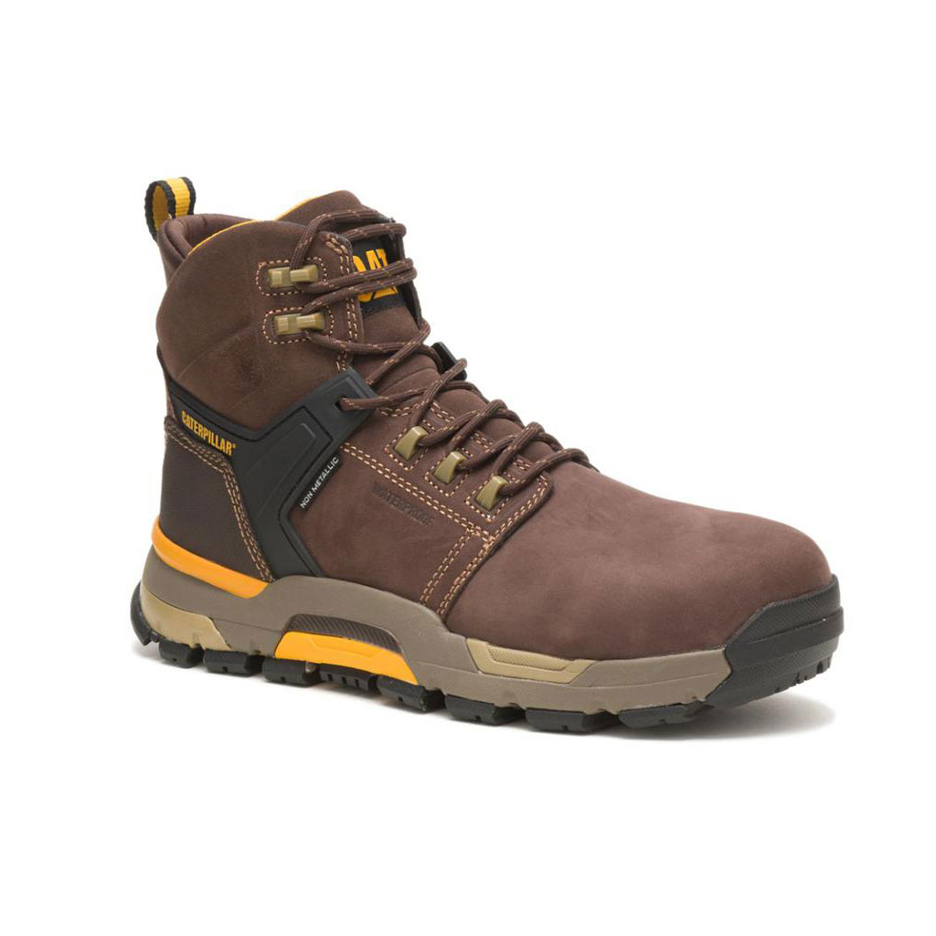 Caterpillar Cat Edge Waterproof Nano Toe Men's Safety Toe Boots Coffee Bean Brown  USA |  130764-ICL