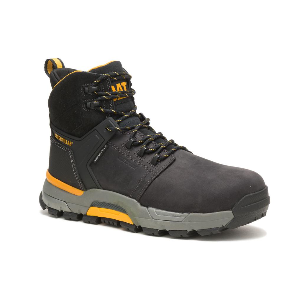 Caterpillar Cat Edge Waterproof Nano Toe Men's Work Boots Black  USA |  756982-KPL