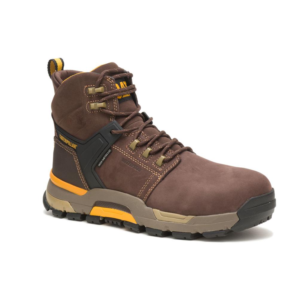 Caterpillar Cat Edge Waterproof Nano Toe Men's Work Boots Coffee  USA |  847316-MJS