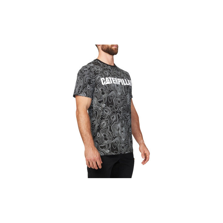 Caterpillar Caterpillar Logo Men's Tee Shirts Black / White  USA |  341097-FTW