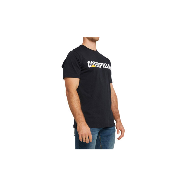 Caterpillar Caterpillar Logo Men's Tee Shirts Pitch Black  USA |  450216-HJU