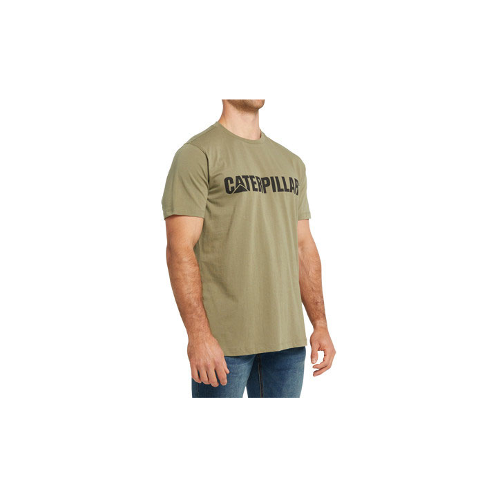 Caterpillar Caterpillar Logo Men's Tee Shirts Marshland Green  USA |  831629-NKT