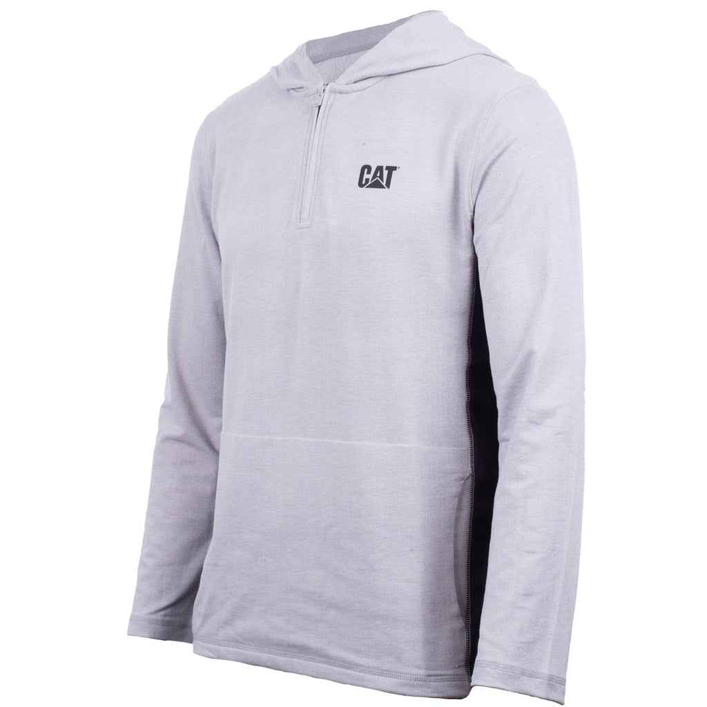 Caterpillar Coolmax Quarter Zip Hoodie Heather Men's Sweatshirts Heather Grey  USA |  150624-LIS