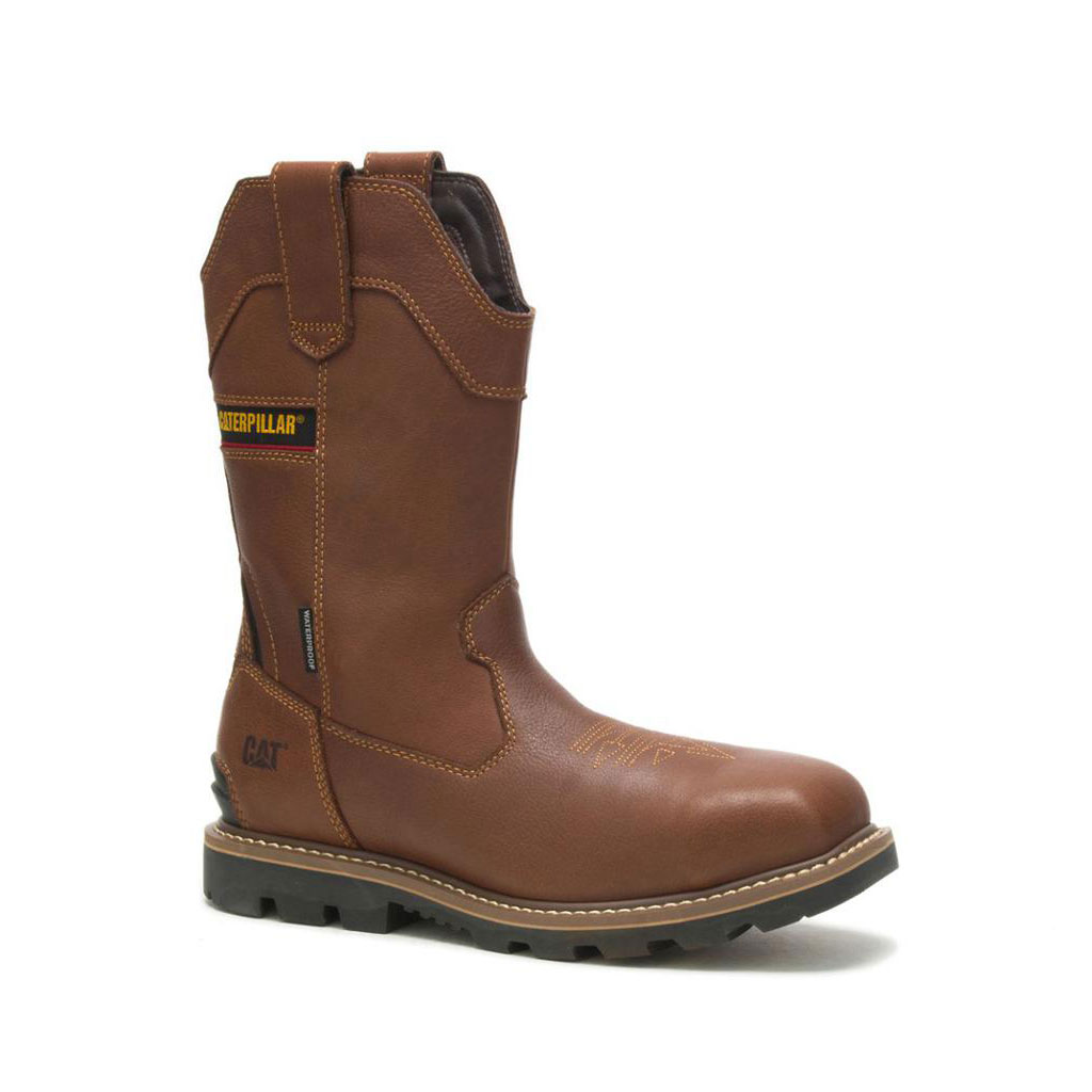 Caterpillar Cylinder Waterproof Composite Toe Men's Pull On Boots Caramel Brown  USA |  135672-XRW