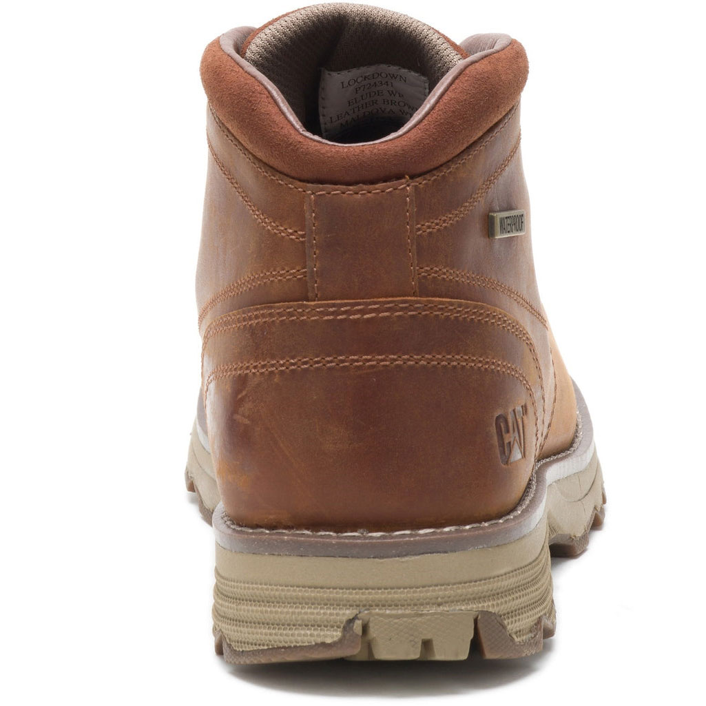 Caterpillar Elude Waterproof Lace Up Camel Men's Work Boots Leather Brown  USA |  527981-XJY