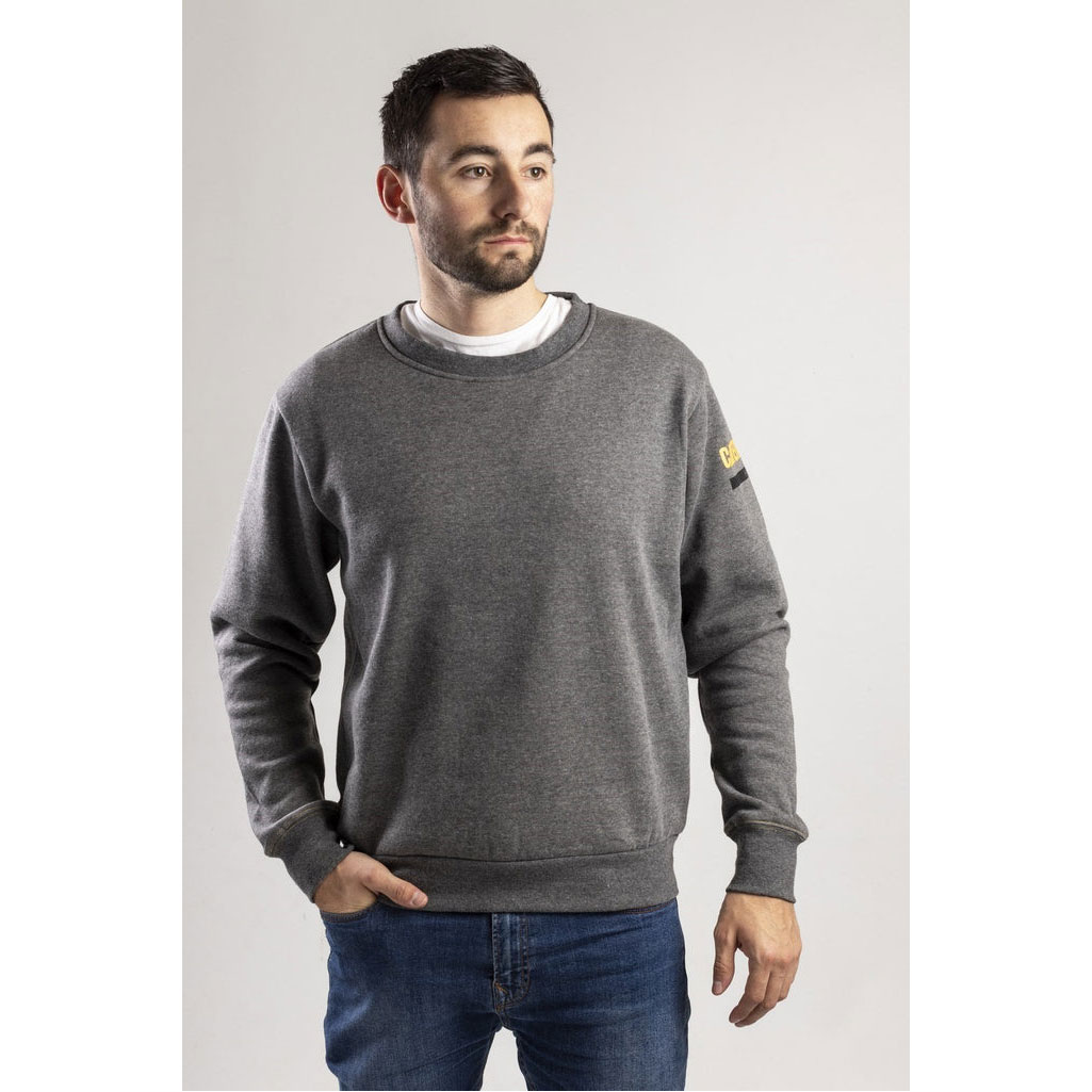 Caterpillar Essentials Crew Neck Sweater Heather Men's Sweatshirts Grey  USA |  621984-WEC