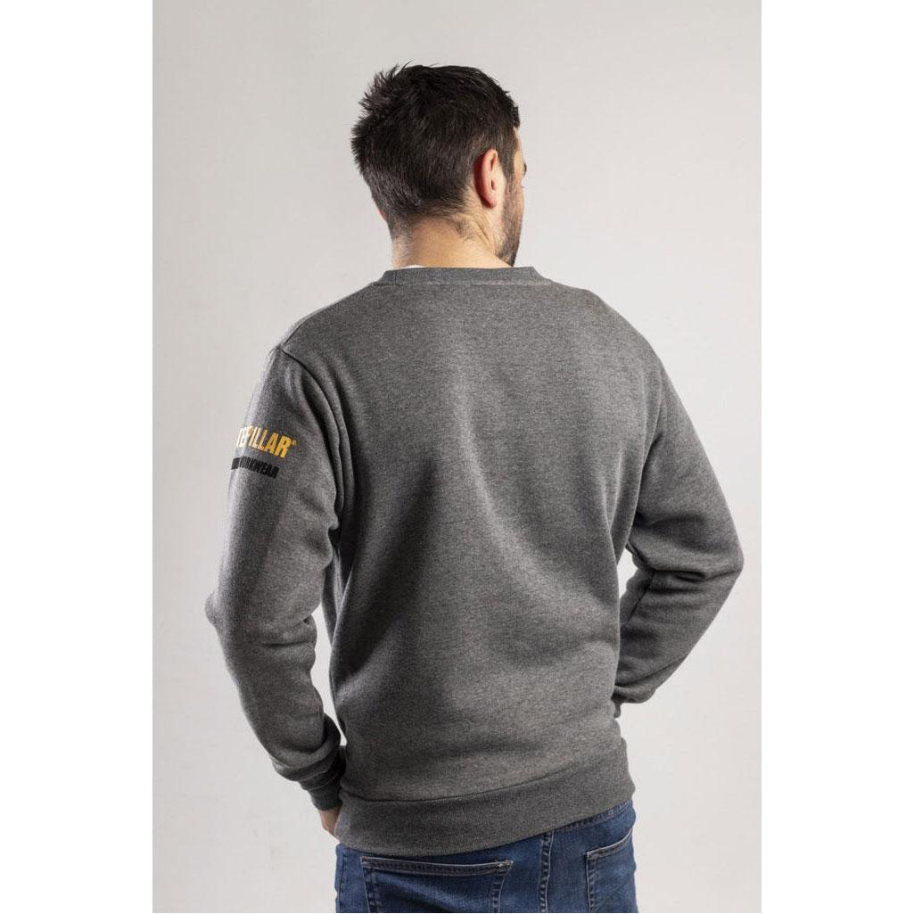 Caterpillar Essentials Crew Neck Sweater Heather Men's Sweatshirts Grey  USA |  621984-WEC