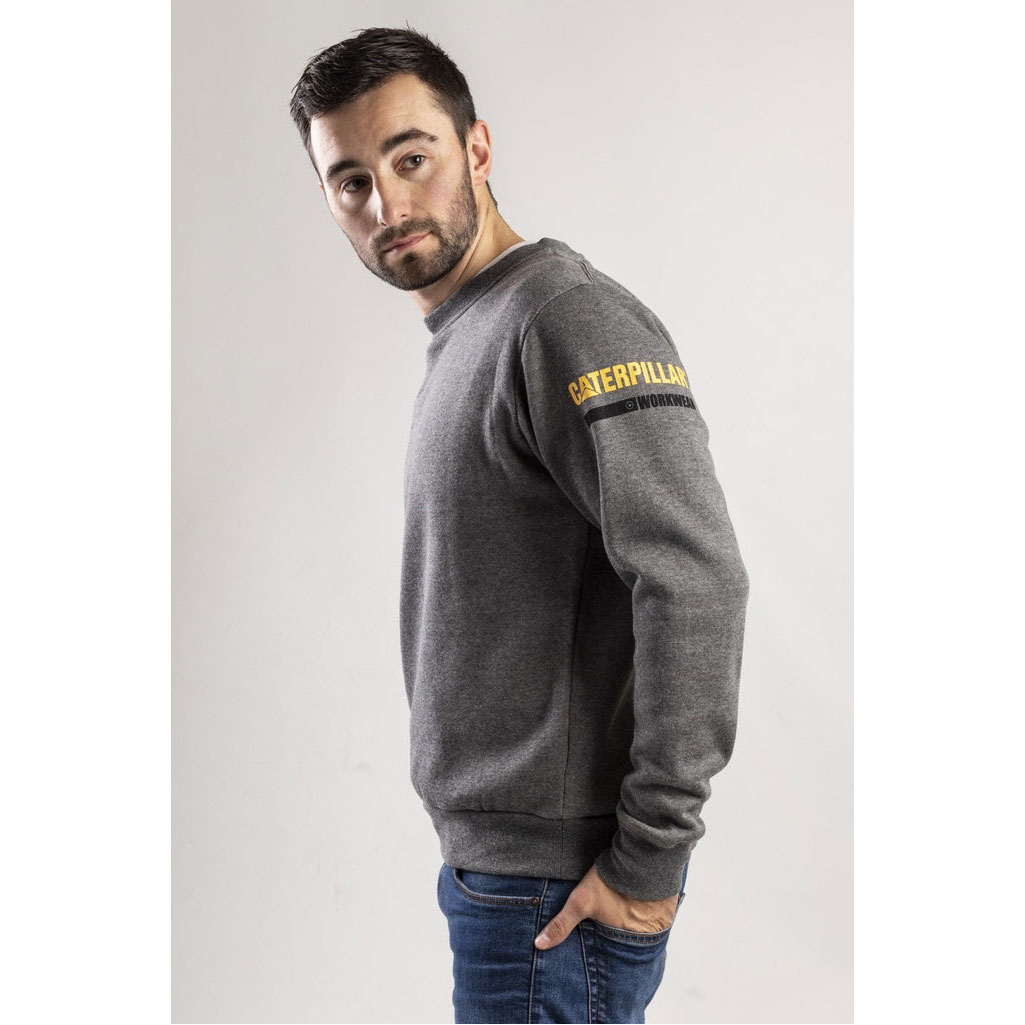 Caterpillar Essentials Crew Neck Sweater Heather Men's Sweatshirts Grey  USA |  621984-WEC