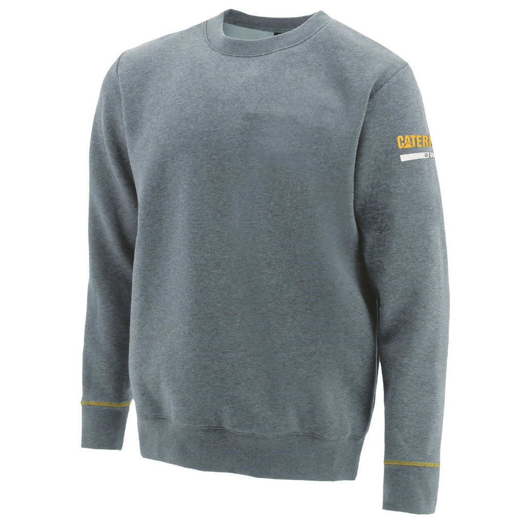 Caterpillar Essentials Crew Neck Sweater Heather Men\'s Sweatshirts Grey  USA |  621984-WEC