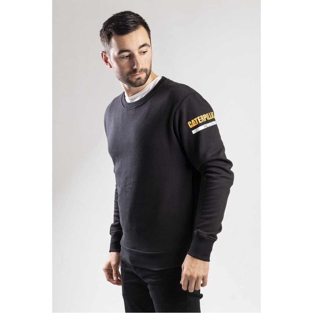 Caterpillar Essentials Crew Neck Sweater Men's Sweatshirts Black  USA |  685107-DLN