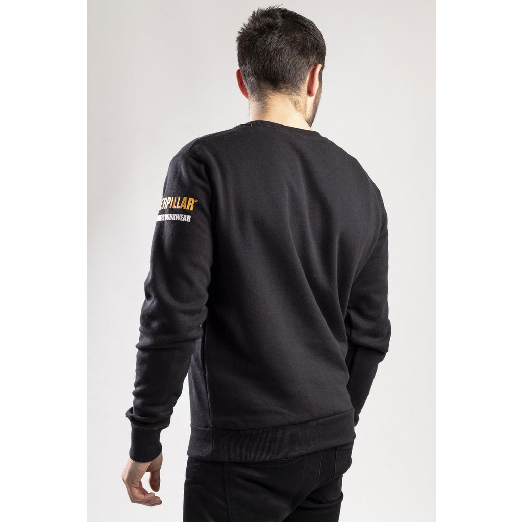 Caterpillar Essentials Crew Neck Sweater Men's Sweatshirts Black  USA |  685107-DLN