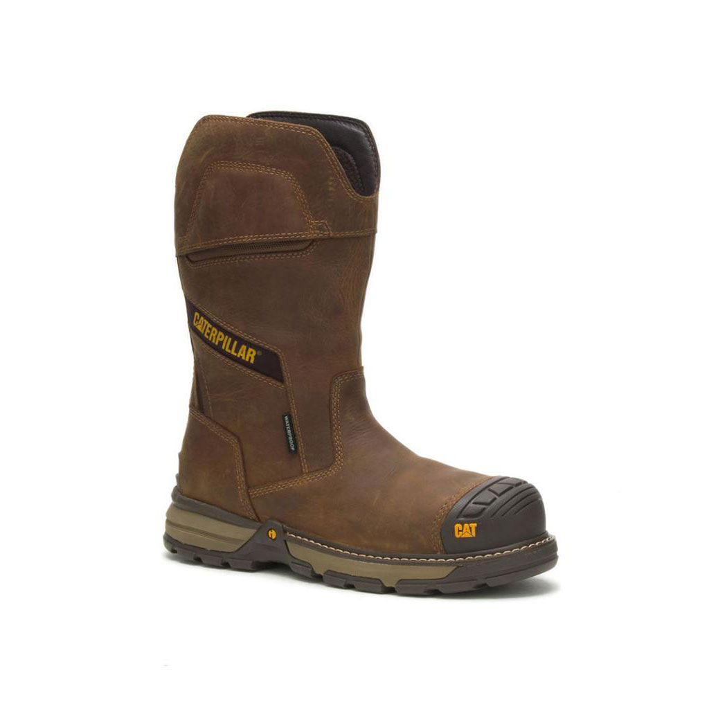 Caterpillar Excavator Superlite Carbon Composite Toe Men's Waterproof Boots Pyramid Brown  USA |  407683-SVP