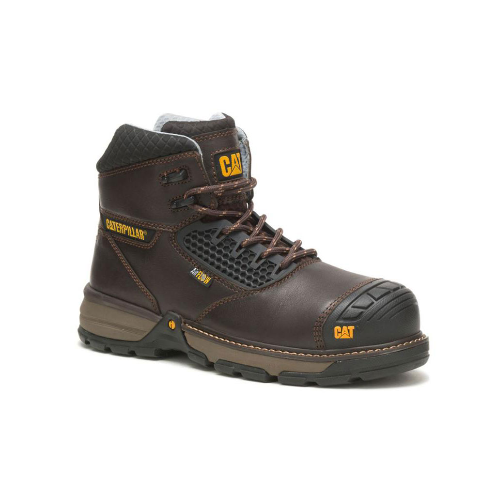 Caterpillar Excavator Superlite Cool Carbon Composite Toe Men's Work Boots Dark Brown  USA |  391258-BDI