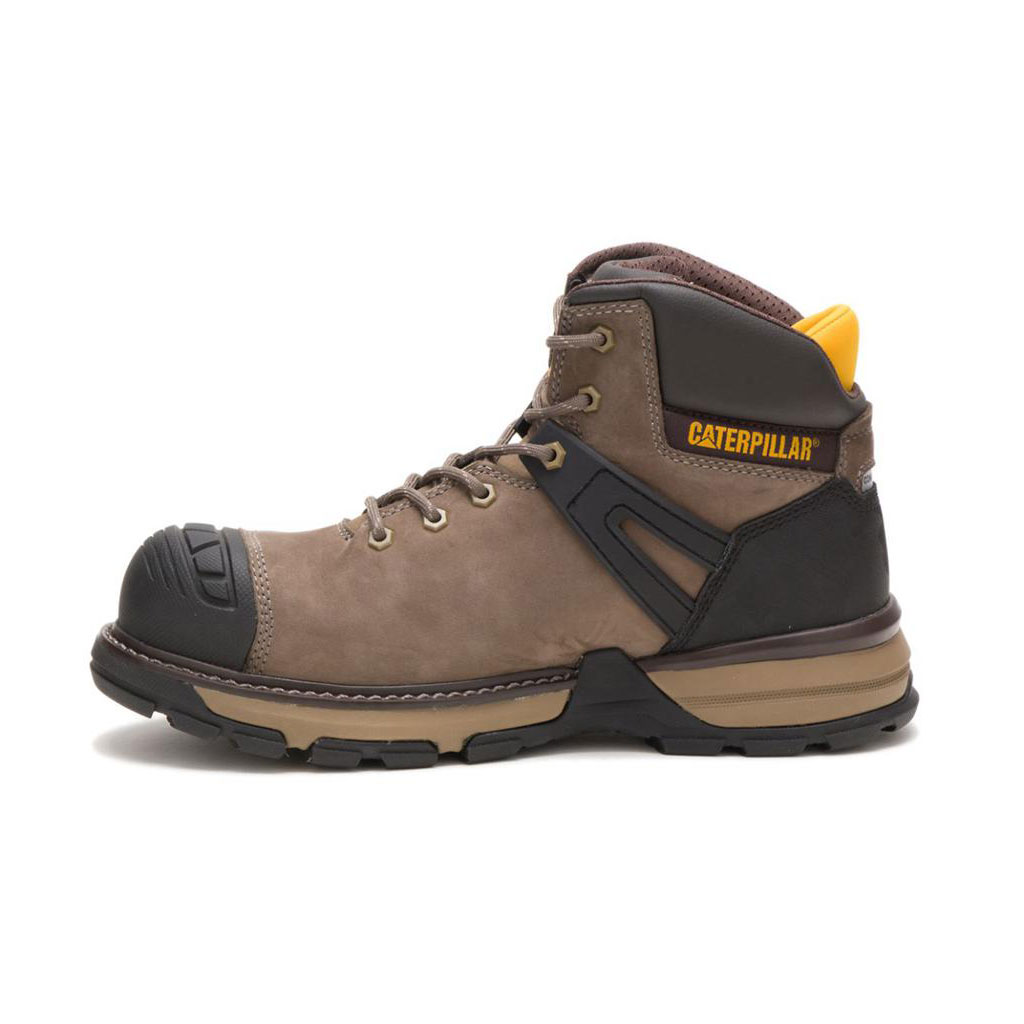 Caterpillar Excavator Superlite Waterproof Carbon Composite Toe Men's Work Boots Bungee Cord Brown  USA |  275901-KFR