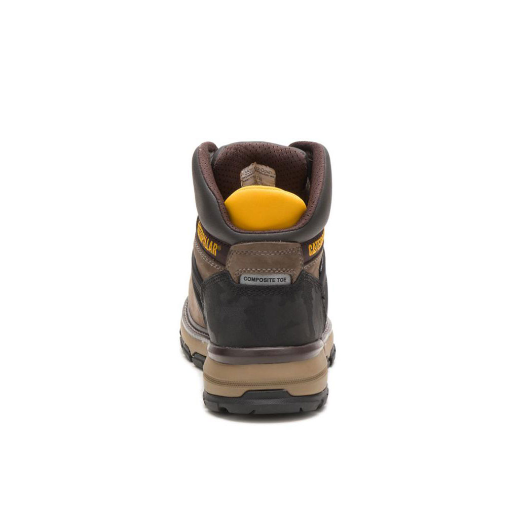 Caterpillar Excavator Superlite Waterproof Carbon Composite Toe Men's Work Boots Bungee Cord Brown  USA |  275901-KFR