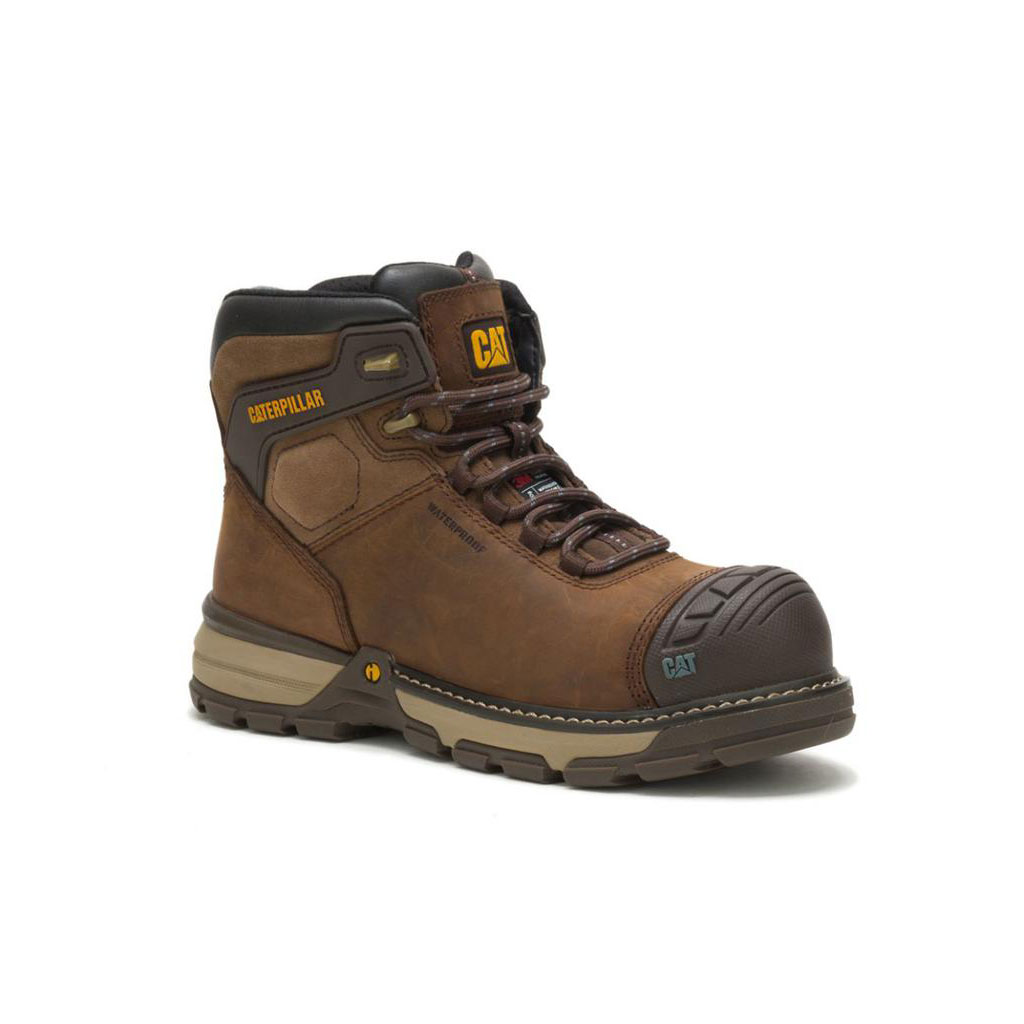 Caterpillar Excavator Superlite Waterproof Thinsulate™ Carbon Composite Toe Women's Slip Resistant Footwear Dark Brown  USA |  304718-PGK