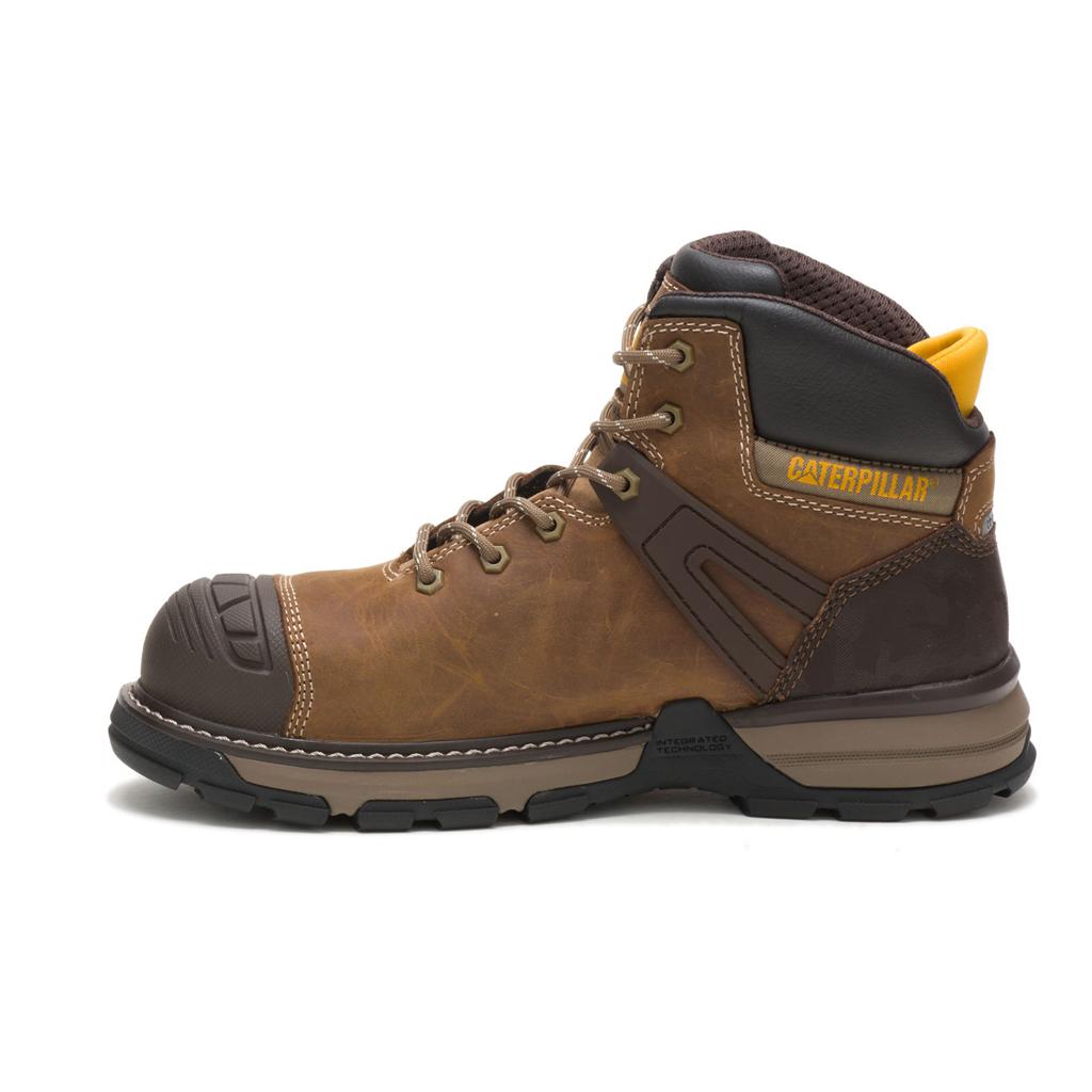 Caterpillar Excavator Superlite Waterproof Nano Toe Men's Work Boots Brown  USA |  327056-FIN