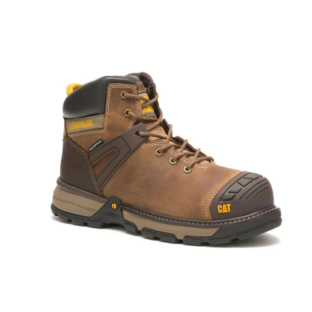 Caterpillar Excavator Superlite Waterproof Soft Toe Men's Waterproof Boots Dark Beige  USA |  386592-BXO