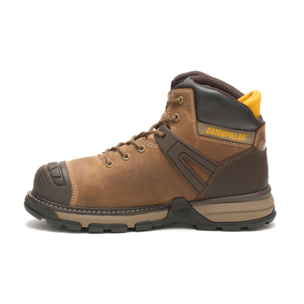 Caterpillar Excavator Superlite Waterproof Soft Toe Men's Waterproof Boots Dark Beige  USA |  386592-BXO