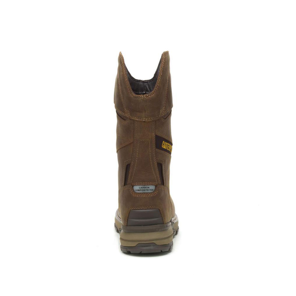 Caterpillar Excavator Superlite Waterproof Carbon Composite Toe Men's Pull On Boots Pyramid Brown  USA |  409381-JBZ