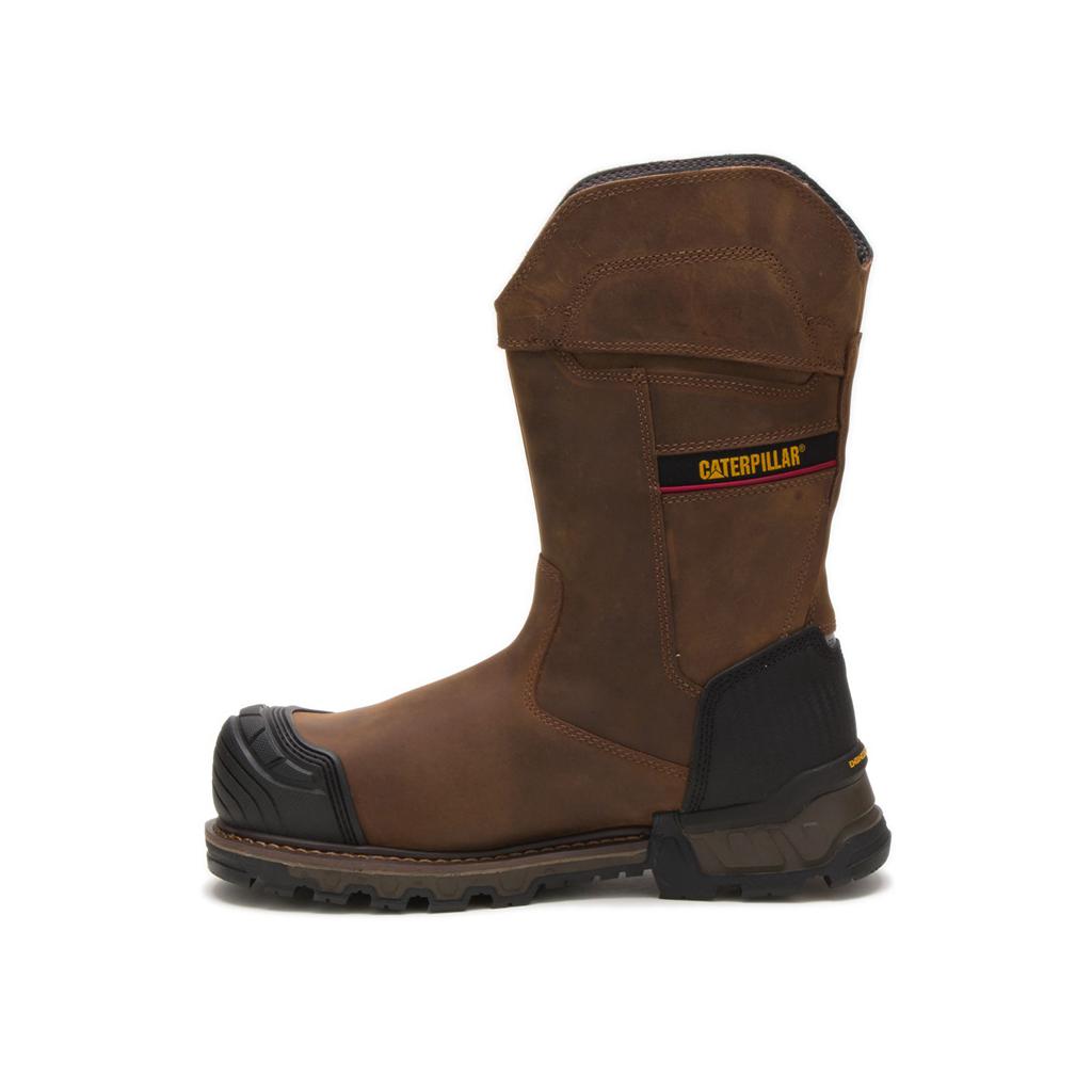 Caterpillar Excavator Xl Pull On Waterproof Composite Toe Men's Work Boots Dark Brown  USA |  248160-ZNW