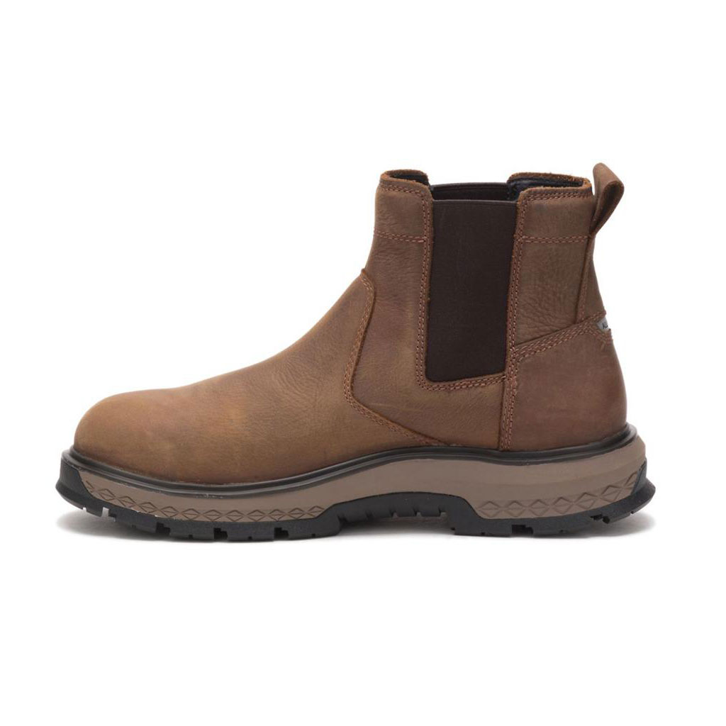 Caterpillar Exposition Chelsea Alloy Men's Chelsea Boots Pyramid Brown  USA |  163542-VJA