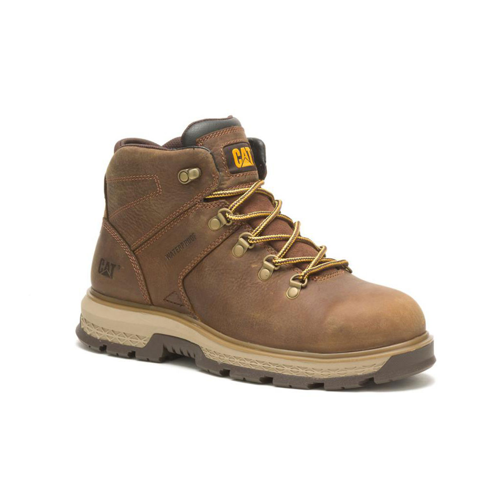 Caterpillar Exposition Hiker Waterproof Alloy Toe Men's Waterproof Boots Pyramid Brown  USA |  537146-CFJ