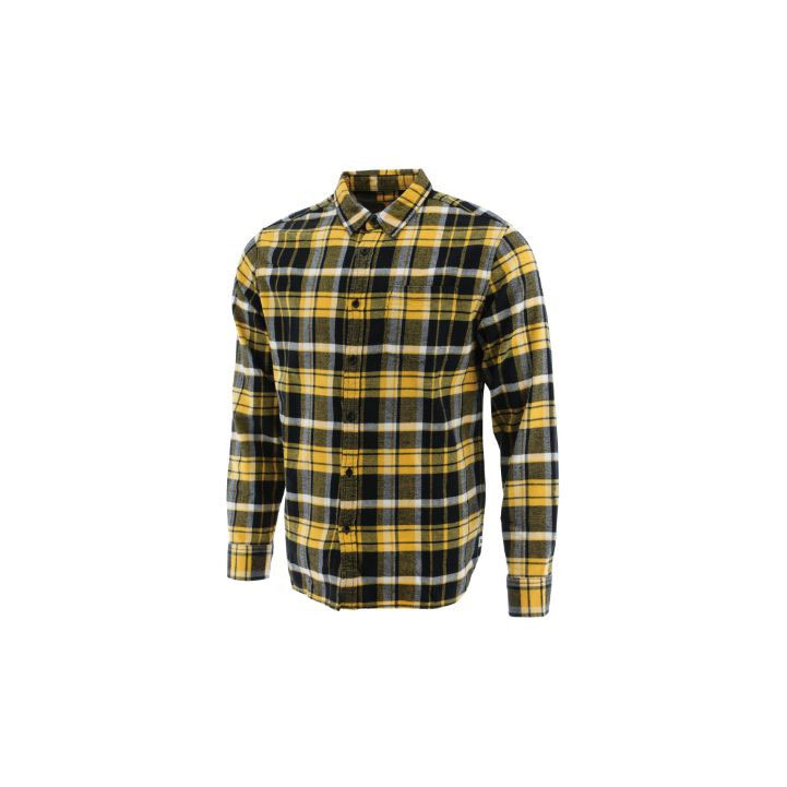 Caterpillar Foundation Flannel Long Sleeve Men\'s Shirts Yellow  USA |  659124-HOJ