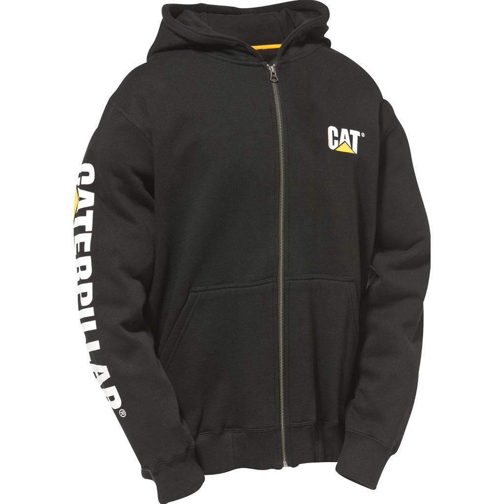 Caterpillar Full Zip Hooded Men\'s Sweatshirts Black  USA |  849123-RKD