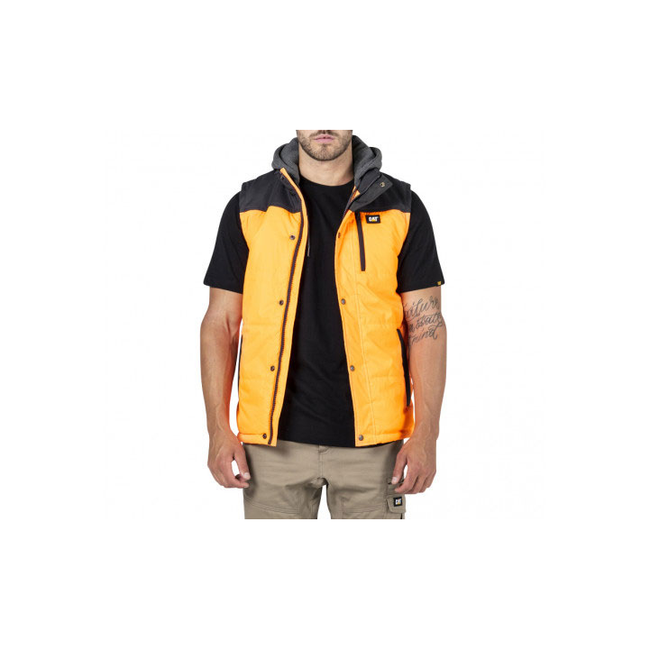 Caterpillar Hi Vis Hooded Work Men\'s Vests Orange / Black  USA |  213695-FCH