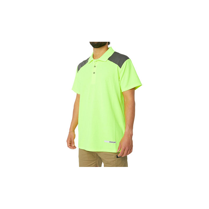 Caterpillar Hi Vis Performance Men's Polo Shirts Hi Vis Yellow  USA |  782439-RLP