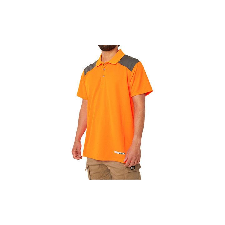 Caterpillar Hi Vis Performance Men's Polo Shirts Hi-Vis Orange  USA |  987531-DHK