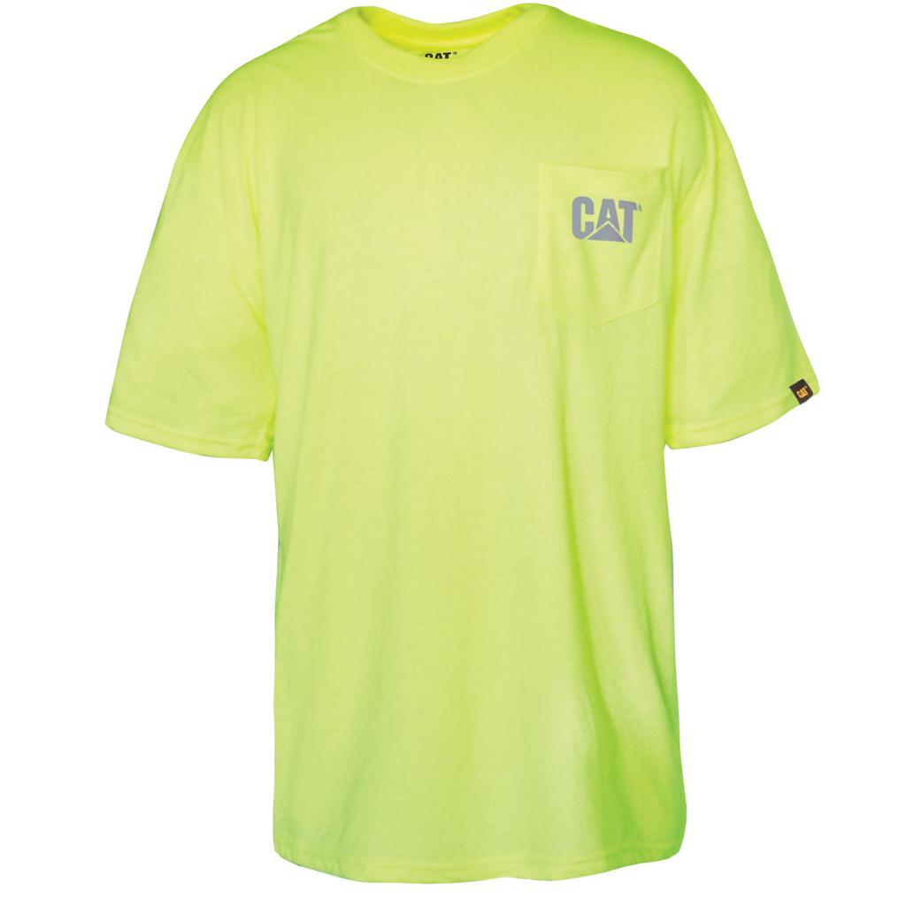 Caterpillar Hi-vis Trademark Pocket Men\'s T-Shirts Yellow  USA |  198647-QYF