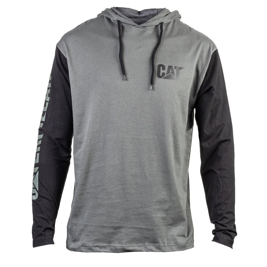 Caterpillar Hooded Long Sleeve Men's Tee Shirts Dark Heather Grey  USA |  794680-VZY